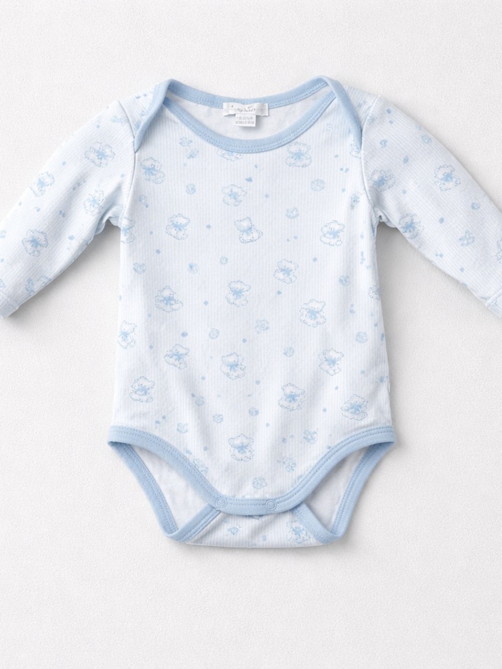 Kissy Kissy blue and white stripe bear print long sleeve bodysuit 3-6 months